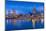 City skyline including Vancouver Lookout Tower as viewed from Canada Place at dusk, Vancouver, Brit-Frank Fell-Mounted Photographic Print