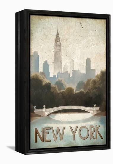 City Skyline New York Vintage V2-Marco Fabiano-Framed Stretched Canvas