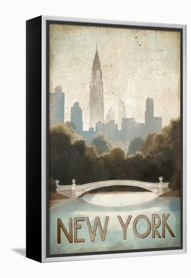 City Skyline New York Vintage V2-Marco Fabiano-Framed Stretched Canvas