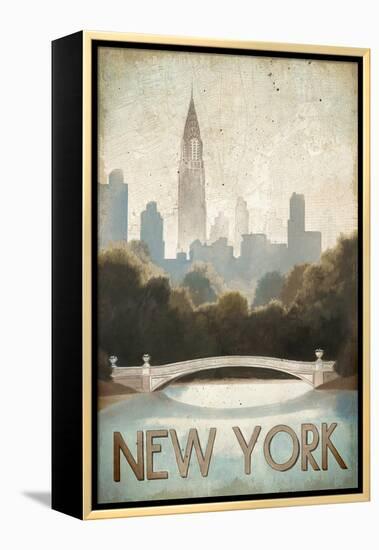 City Skyline New York Vintage V2-Marco Fabiano-Framed Stretched Canvas