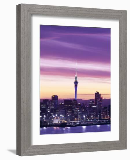 City Skyline / Night View, Auckland, North Island, New Zealand-Steve Vidler-Framed Photographic Print