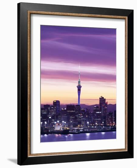 City Skyline / Night View, Auckland, North Island, New Zealand-Steve Vidler-Framed Photographic Print