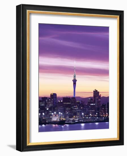 City Skyline / Night View, Auckland, North Island, New Zealand-Steve Vidler-Framed Photographic Print