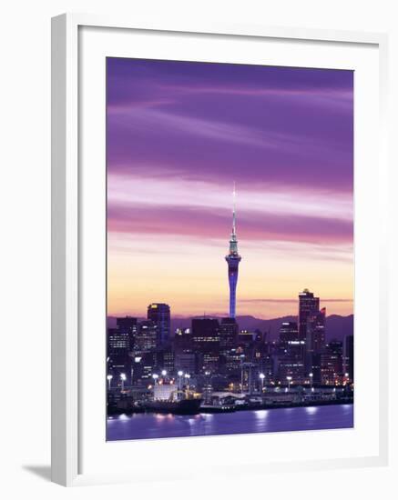 City Skyline / Night View, Auckland, North Island, New Zealand-Steve Vidler-Framed Photographic Print