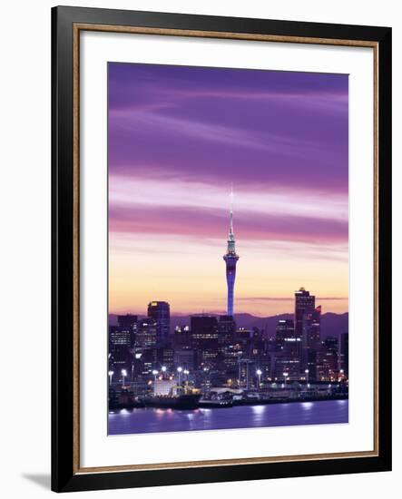 City Skyline / Night View, Auckland, North Island, New Zealand-Steve Vidler-Framed Photographic Print