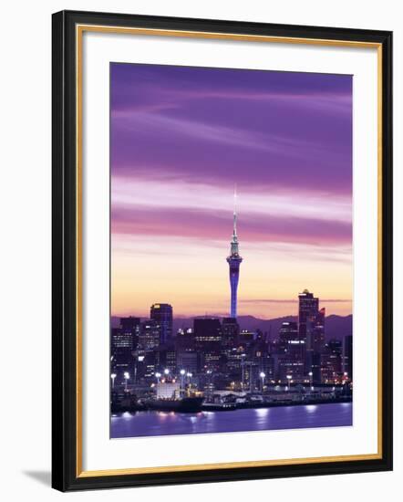 City Skyline / Night View, Auckland, North Island, New Zealand-Steve Vidler-Framed Photographic Print