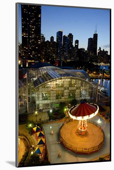 City Skyline Overview of Navy Pier at Sunset, Chicago, Illinois-Cindy Miller Hopkins-Mounted Photographic Print