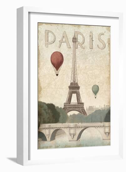 City Skyline Paris Vintage V2-Marco Fabiano-Framed Art Print