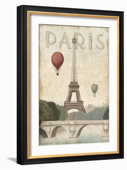 City Skyline Paris Vintage V2-Marco Fabiano-Framed Art Print