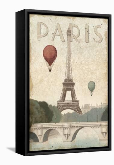 City Skyline Paris Vintage V2-Marco Fabiano-Framed Stretched Canvas