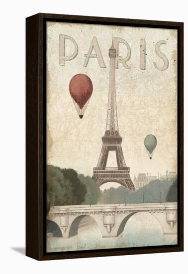 City Skyline Paris Vintage V2-Marco Fabiano-Framed Stretched Canvas