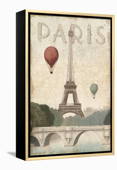 City Skyline Paris Vintage V2-Marco Fabiano-Framed Stretched Canvas