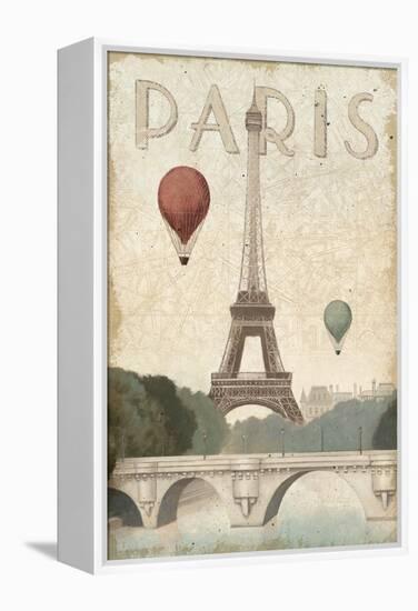 City Skyline Paris Vintage V2-Marco Fabiano-Framed Stretched Canvas