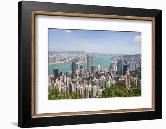 City skyline, viewed from Victoria Peak, Hong Kong, China, Asia-Fraser Hall-Framed Photographic Print