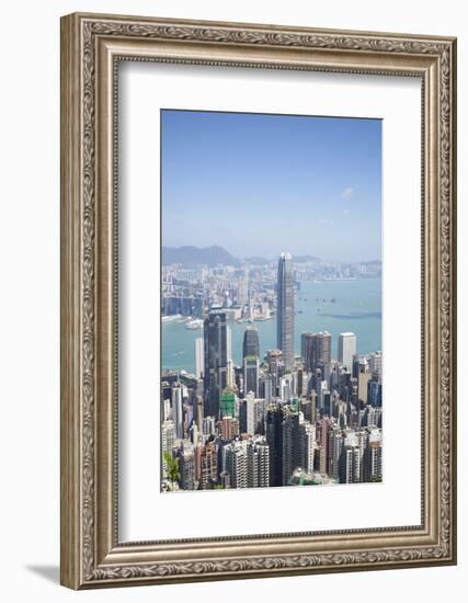 City skyline, viewed from Victoria Peak with Two International Finance Centre (2IFC), Hong Kong, Ch-Fraser Hall-Framed Photographic Print