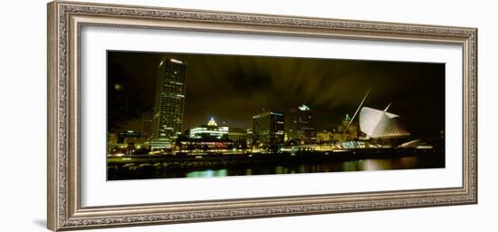 City Skyline with Milwaukee Art Museum at Night, Milwaukee, Wisconsin, USA-null-Framed Photographic Print