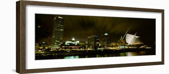 City Skyline with Milwaukee Art Museum at Night, Milwaukee, Wisconsin, USA-null-Framed Photographic Print