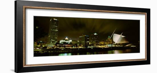 City Skyline with Milwaukee Art Museum at Night, Milwaukee, Wisconsin, USA-null-Framed Photographic Print