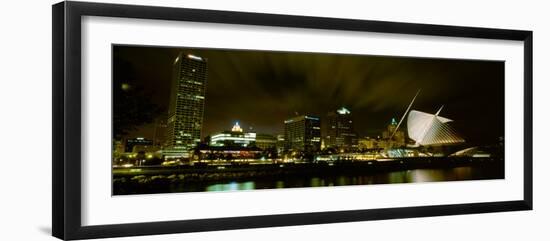 City Skyline with Milwaukee Art Museum at Night, Milwaukee, Wisconsin, USA-null-Framed Photographic Print