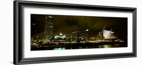 City Skyline with Milwaukee Art Museum at Night, Milwaukee, Wisconsin, USA-null-Framed Photographic Print