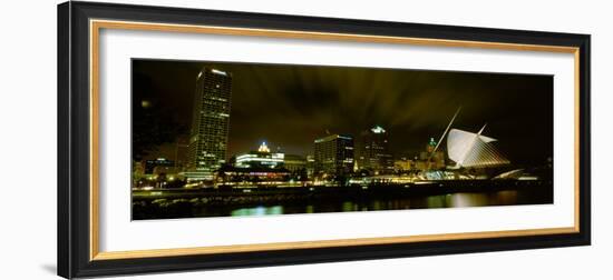 City Skyline with Milwaukee Art Museum at Night, Milwaukee, Wisconsin, USA-null-Framed Photographic Print