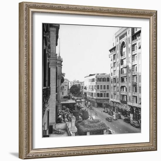 City Street from Room at Shepherd's Hotel-Bob Landry-Framed Photographic Print