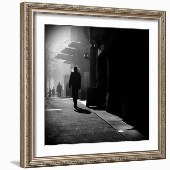 City Streets in Fog-Sharon Wish-Framed Photographic Print