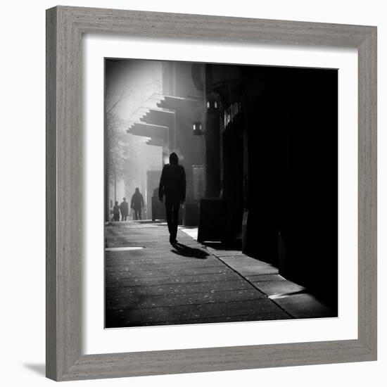 City Streets in Fog-Sharon Wish-Framed Photographic Print