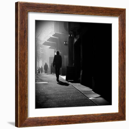 City Streets in Fog-Sharon Wish-Framed Photographic Print