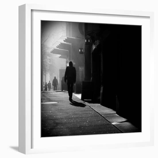 City Streets in Fog-Sharon Wish-Framed Photographic Print