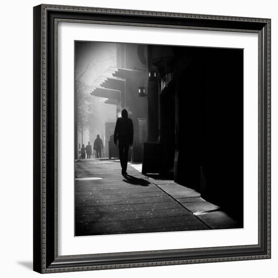 City Streets in Fog-Sharon Wish-Framed Photographic Print