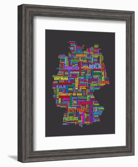 City Text Map of Germany-Michael Tompsett-Framed Art Print