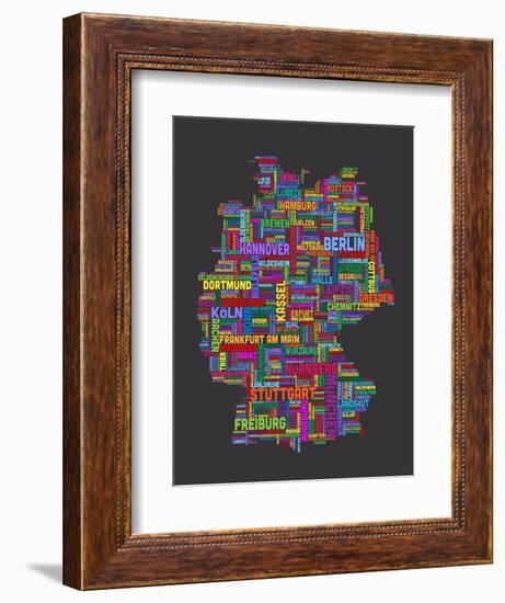 City Text Map of Germany-Michael Tompsett-Framed Art Print