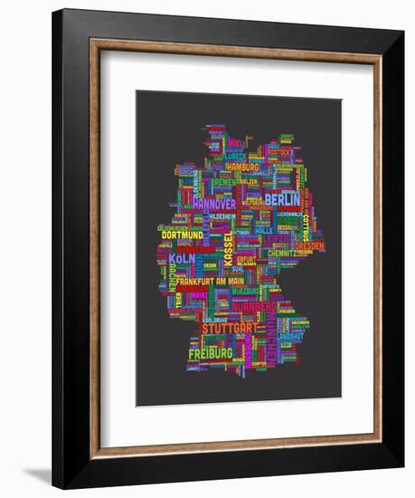 City Text Map of Germany-Michael Tompsett-Framed Art Print