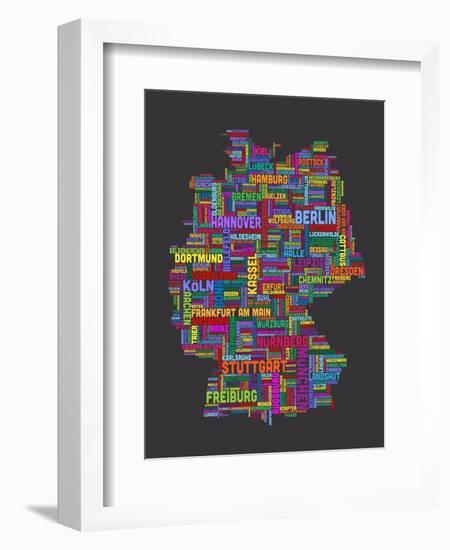 City Text Map of Germany-Michael Tompsett-Framed Art Print