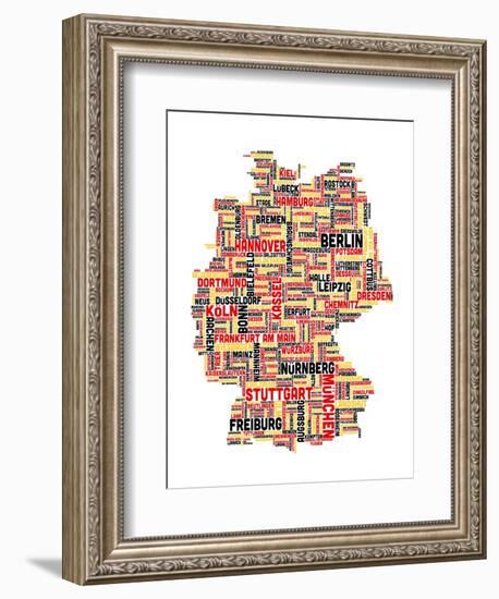 City Text Map of Germany-Michael Tompsett-Framed Art Print