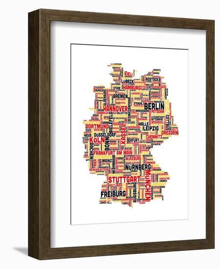 City Text Map of Germany-Michael Tompsett-Framed Art Print