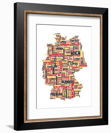 City Text Map of Germany-Michael Tompsett-Framed Art Print