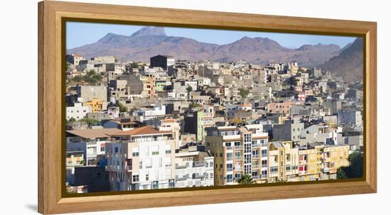 City view from Plato towards the western quarters. The capital Praia on Santiago Island-Martin Zwick-Framed Premier Image Canvas