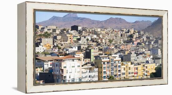 City view from Plato towards the western quarters. The capital Praia on Santiago Island-Martin Zwick-Framed Premier Image Canvas