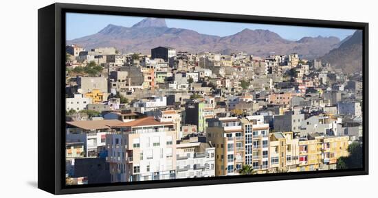 City view from Plato towards the western quarters. The capital Praia on Santiago Island-Martin Zwick-Framed Premier Image Canvas
