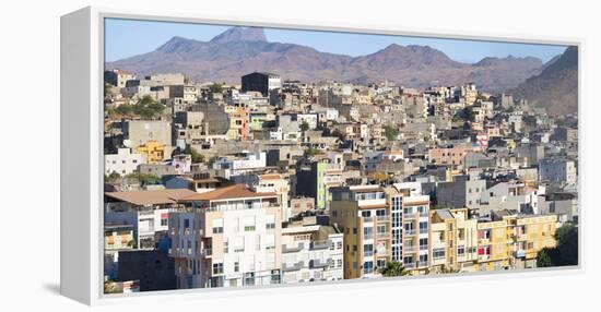 City view from Plato towards the western quarters. The capital Praia on Santiago Island-Martin Zwick-Framed Premier Image Canvas