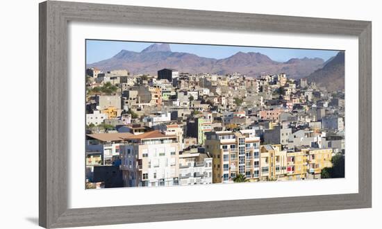 City view from Plato towards the western quarters. The capital Praia on Santiago Island-Martin Zwick-Framed Photographic Print