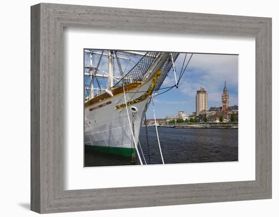 City View from the Marina at Dusk, Dunkerque, French Flanders, France-Walter Bibikow-Framed Photographic Print