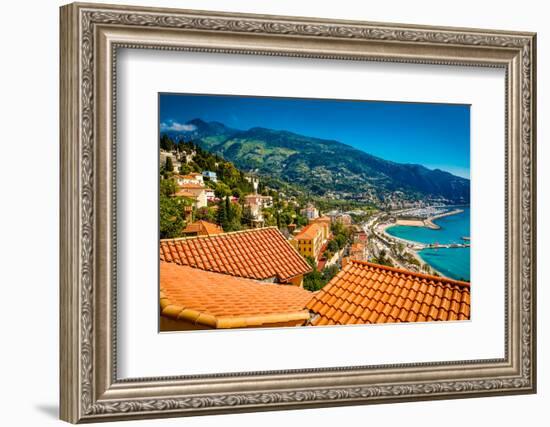 City View of Medieval Menton, Alpes-Maritimes, Cote D'Azur, Provence, French Riviera-Laura Grier-Framed Photographic Print