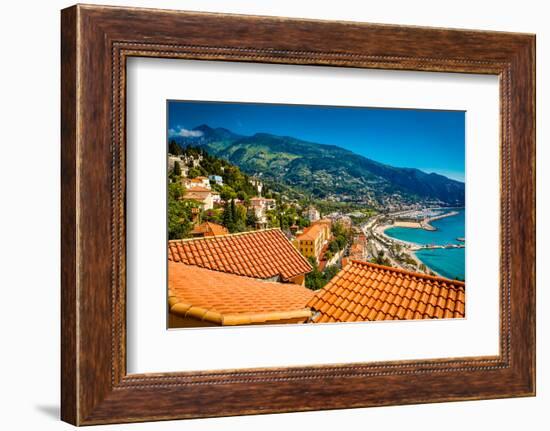 City View of Medieval Menton, Alpes-Maritimes, Cote D'Azur, Provence, French Riviera-Laura Grier-Framed Photographic Print