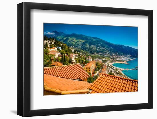 City View of Medieval Menton, Alpes-Maritimes, Cote D'Azur, Provence, French Riviera-Laura Grier-Framed Photographic Print