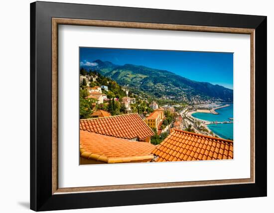 City View of Medieval Menton, Alpes-Maritimes, Cote D'Azur, Provence, French Riviera-Laura Grier-Framed Photographic Print