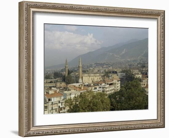 City View with Grand Mosque, and Mount Olympus in Background, Bursa, Anatolia, Turkey-Adam Woolfitt-Framed Photographic Print