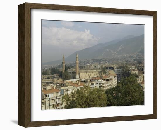 City View with Grand Mosque, and Mount Olympus in Background, Bursa, Anatolia, Turkey-Adam Woolfitt-Framed Photographic Print